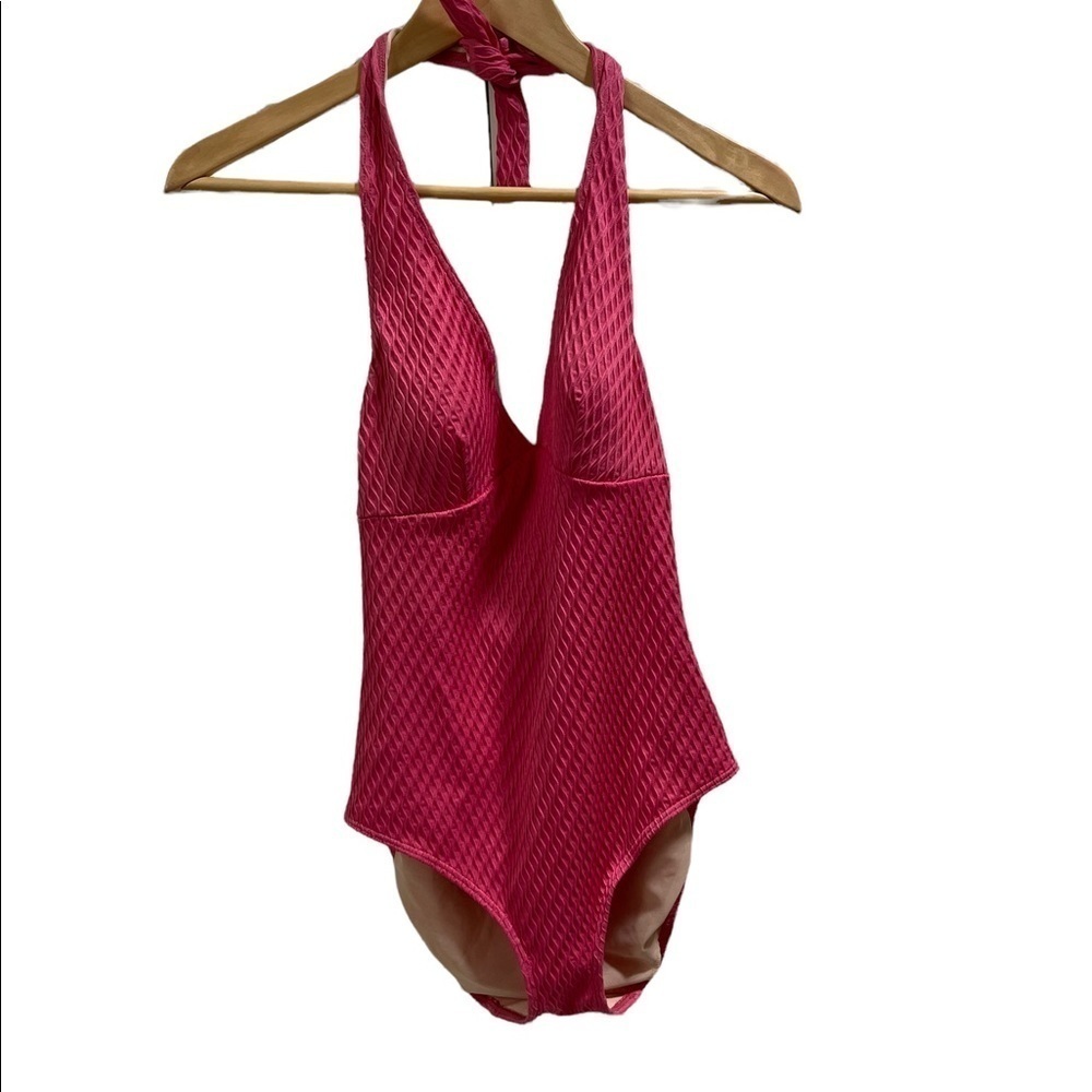 Spiegel Fuchsia Textured Halter One-Piece Swimsuit